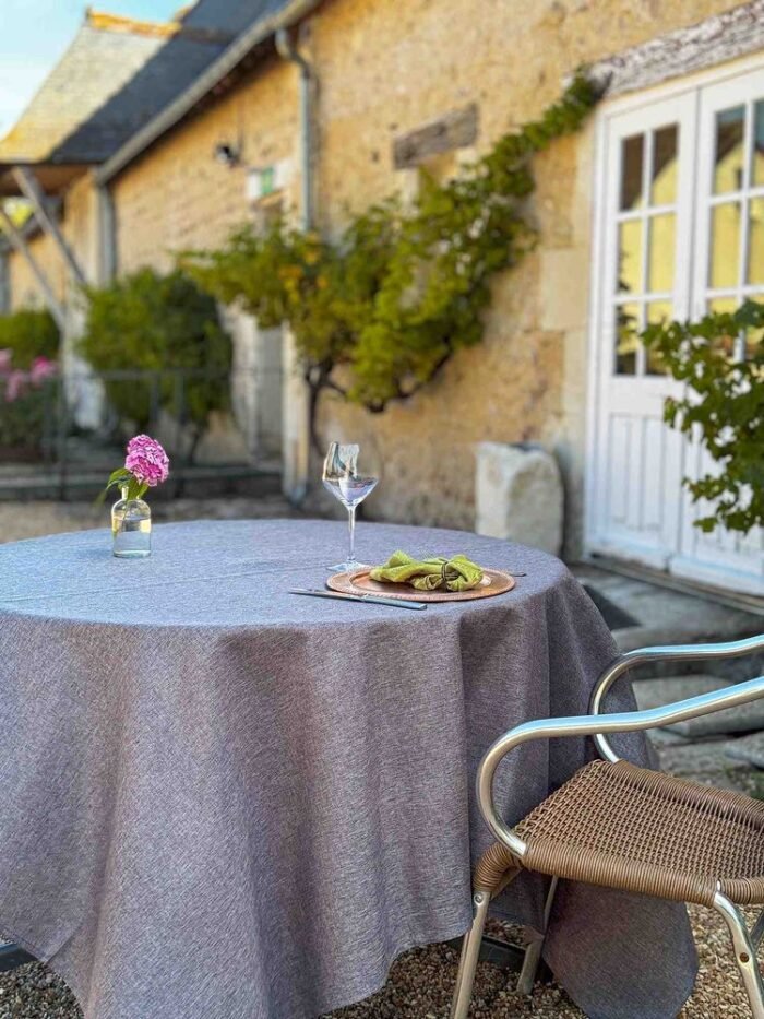 nappe polyester uni effet lin