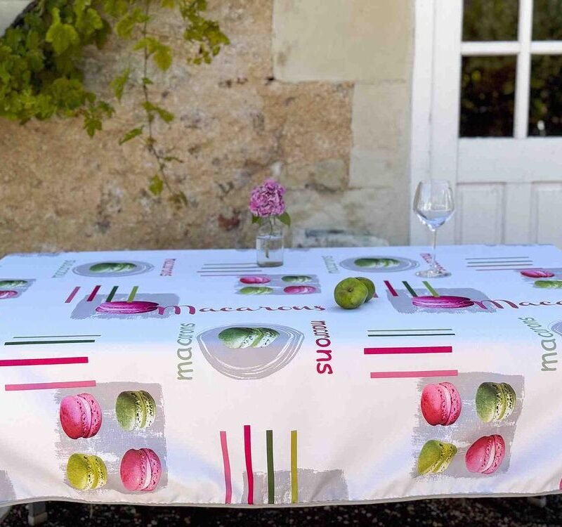 nappe polyester sur mesure Macaron blanc
