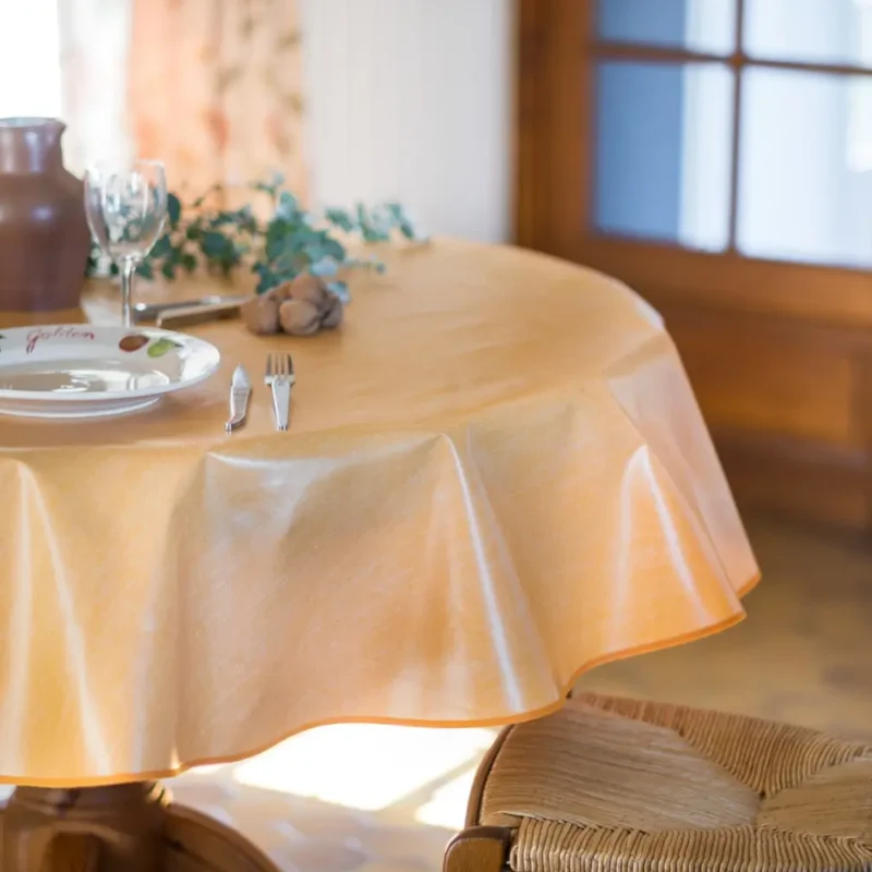Toile cirée Ronde 160cm uni jaune