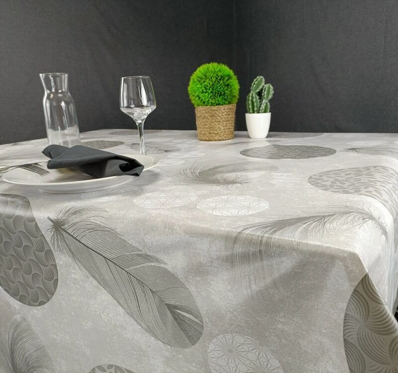Toile cirée déco Duvet gris